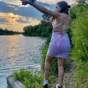 Lilac Jovani Homecoming dress size 2, fits like a 4